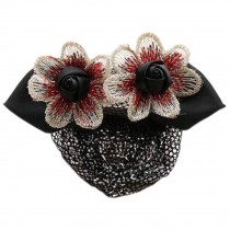 Retro Handicrafts Flower Ladies Bowtie Mesh Elastic Bun Cover Hairnets Hair, 6 black with Fine Mesh
