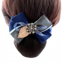Ladies Snood Net Barrette Hair Clip Bun Cover Handmade Beaded Disk Hair, Dark Blue, Fine Mesh