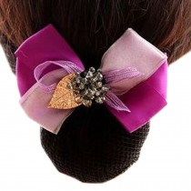 Ladies Snood Net Barrette Hair Clip Bun Cover Handmade Beaded Disk Hair, Violet, Fine Mesh