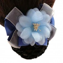Ladies Handmade Elegant silk yarn Elastic Bun Cover Hairnets Snood Hairnet, Dark Blue, Rough Mesh
