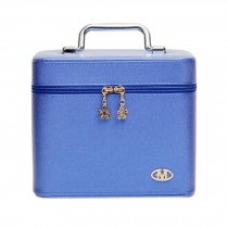 Stylish Professional Cosmetic Box Makeup Box Large Capacity Makeup Bags Blue