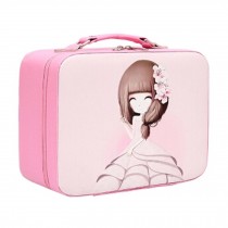 PU Cartoon Waterproof Makeup Box Makeup Bags Handbag Cosmetic Box, D