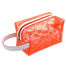 Transparent Portable Travel Cosmetic Bag Makeup Pouches,Orange