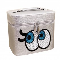 Big Eyes Cosmetic Box Travel Makeup Box Cosmetic Bag Wash Bag, Silvery