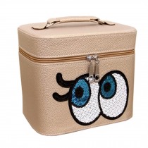 Big Eyes Cosmetic Box Cosmetic Bag Travel Makeup Box Wash Bag, Golden