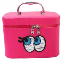 Large Capacity Makeup Bag Travel Organizer Cosmetic Bag With Mirror Rose