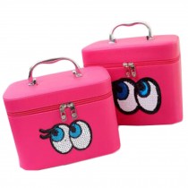 2PCS Large Capacity Makeup Bag Travel Organizer Cosmetic Bag With Mirror Rose