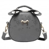 Leisure Elegant Single Shoulder Strap Bag Fashion Purse Cute Bow Round Printed Shoulder Bag??grey