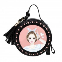 Ladies  Cute Fashion Purse , Lovely Round  Shoulder Bag,Tassel Elegant Single Shoulder Strap Bag ,
