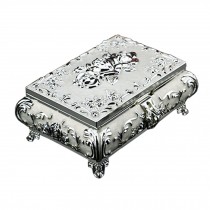 Luxury Old Fashion White Flower Jewelry Case  Storage Box With Mirror