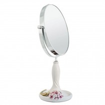 Continental Make-up Mirror 7-Inch Tabletop Two-Sided Cosmetic Mirror White/Pink