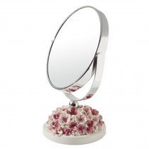 Continental Make-up Mirror 5-Inch Tabletop Two-Sided Cosmetic Mirror White/Pink