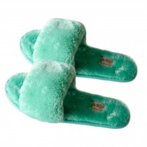 Pairs Womens Indoor Comfortable Soft Cotton Female Plush House Slipper Green