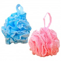 Thickening Scrubber Bath Mesh Foamy Bath Sponge Belt loofah sponge Blue+Pink