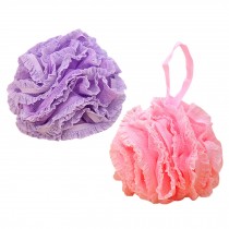 Thickening Scrubber Bath Mesh Foamy Bath Sponge Belt loofah sponge Purple+Pink