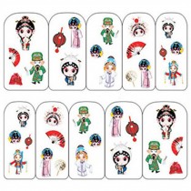 3 Sheet Nail Art Sticker Nail Decal Full Nail Wrap Art Chinese Peking Opera (E )