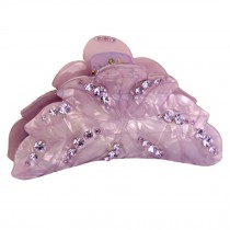 (Purple)Elegant Girls' Crystal Hair Clips Headwear Retro disc Hair Pin Claw Clip
