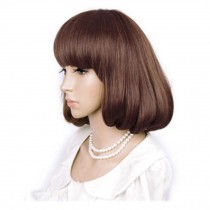 High Quality Fashion Sweet Wig Short Hair Natural Bob Light Brown+Wig Cap+Comb