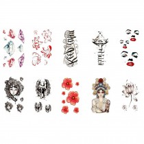 10 Sheets Fashion Body Art Stickers Removable Waterproof Temporary Tattoos ( N )