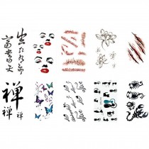 10 Sheets Fashion Body Art Stickers Removable Waterproof Temporary Tattoos ( O )