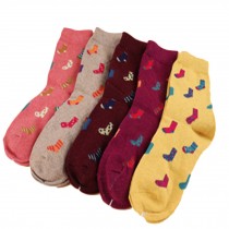 Set of 5 Pairs Women Autumn/Winter Thicken Warm Cute Cotton Socks S