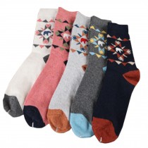Set of 5 Pairs Women Autumn/Winter Thicken Warm Cute Cotton Socks H
