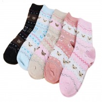 Set of 5 Pairs Women Autumn/Winter Thicken Warm Cute Cotton Socks Bear