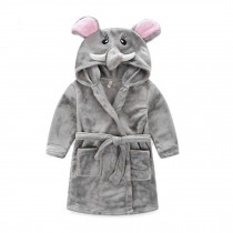 Kids Cartoon Cute Hooded Robe Supersoft Nightwear Wram Bathrobes ( Gray )