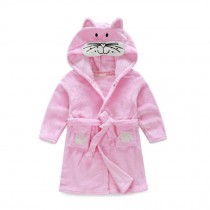 Kids Cartoon Cute Hooded Robe Supersoft Nightwear Wram Bathrobes ( Cat )