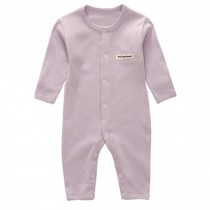 Soft Cotton Infant Coverall Long Sleeve Baby Bodysuit Baby Clothes, Light Purple