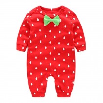 Lovely Girl's Long Sleeve Baby Bodysuit Infant Coverall Baby Clothes, Red