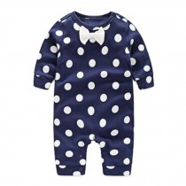 Lovely Girl's Long Sleeve Baby Bodysuit Infant Coverall Baby Clothes, Navy