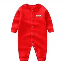 Breathable Newborn Baby Autumn Jumpsuits Bodysuit Infant Coverall, Red