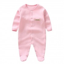 Breathable Autumn Bodysuit Feet Cover Bodysuit Infant Coverall, Pink
