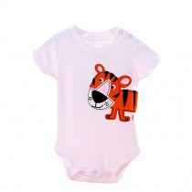 Baby Organic Pure Cotton Summer Short Sleeve Bodysuit to 12M Tiger