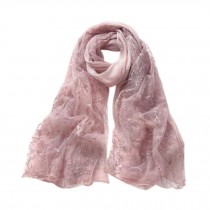 Fashionable Silk Scarf Shawl Wrap Scarves Lace Embroidery Scarves Neckerchief Pink