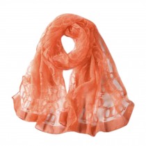 Fashion Silk Scarf Neckerchief Shawl Wrap Scarves Elegant Lace Embroidery Scarves Orange
