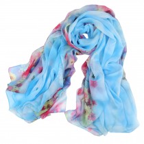 Womens Fashion Scarf Comfortable Scarves Shawl Wrap Butterfly Pattern, Blue