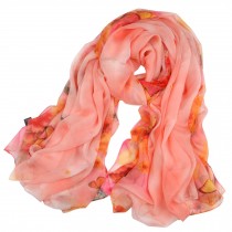 Womens Romantic Scarf Shawl Wrap Comfortable Scarves Butterly Pattern, Orange