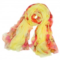Womens Fashion Scarf Shawl Wrap Comfortable Scarves Butterly Pattern, Yellow