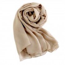 Oversized Silk Scarf Shawl Beach Wrap Neckerchief Comfortable Scarves, Khaki
