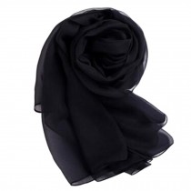 Comfortable Silk Scarf Shawl Wrap Scarves Neckerchief Solid Color, Black
