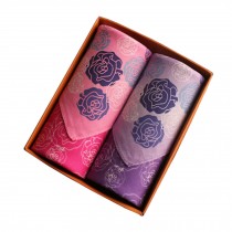 Set of 2 Women Handkerchiefs 100% Cotton Soft Rose Handkerchiefs,Pink/Purple