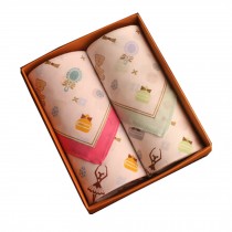 Set of 2 Women 100% Cotton Soft Fairy Tale World Handkerchiefs,Green/Pink