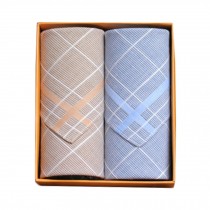 2Pcs Mens Pocket Square Hanky Pure Cotton Soft Handkerchiefs,Blue/Coffee