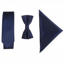 Britain High-grade Casual Formal/Informal Necktie Bow Tie Pocket Square Navy