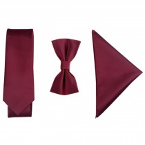 Britain High-grade Casual Formal/Informal Necktie Bow Tie Pocket Square Red