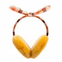 Grid Bow Super Soft Earmuffs Winter Earmuffs Ear Warmers,Yellow