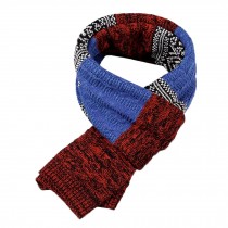 Winter Men's Stylish Scarf Knitting Long Scarf Colorant Match Scarf Blue & Red