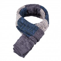 Winter Men's Stylish Scarf Knitting Long Scarf Colorant Match Scarf Blue & Gray